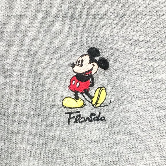 Disney Men's X-Large Gray Polo Short Sleeve Shirt Embroidered Mickey Mouse - Picture 8 of 8